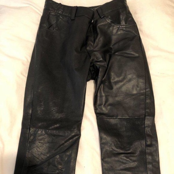 Black custom tailored leather pants - Picture 2 of 3